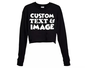 Personalisierter Cropped-Pullover mit Fototext individueller Name Geschenk Damen Crop Top Pulli - Bild 1 von 5