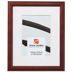 Craig Frames Wiltshire 236, Simple Red Hardwood Picture Frame With Single Mat - Picture 1 of 11