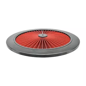 14" Round Black On Red Super Flow Thru Washable Air Cleaner Lid Top Only 14 In - Foto 1 di 8
