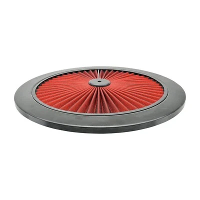 14" Round Black On Red Super Flow Thru Washable Air Cleaner Lid Top Only 14 In Foto 1 de 4