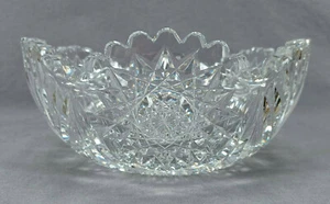 ABP American Brilliant Cut Hobstars Fans & Strawberry Diamonds 8 1/8 Inch Bowl - Picture 1 of 11