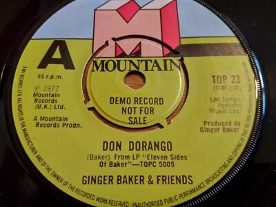 Ginger Baker & Friends ‎- Don Dorango - UK 1977 Mountain TOP 23 Promo Vinyl 7" Foto 1 de 3