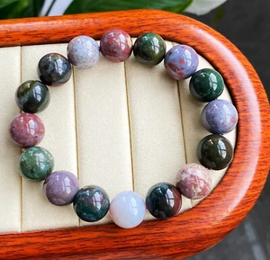 13 mm natürliche Farbe Ozean Jaspis Achat Quarz Kristall Armband C175 - Bild 1 von 7