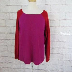 Neiman Marcus Cashmere Size XL Magenta Red Purple Colorblock Zip Back Sweater - Picture 1 of 6