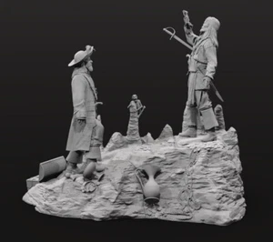 Captain Jack Sparrow vs Barbossa 3D Printed Figure, Pirates Duel, Unpainted - Picture 1 of 6