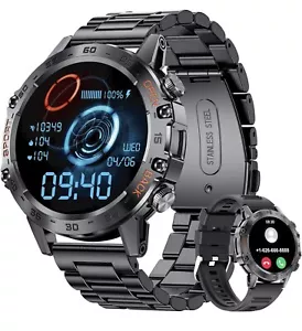Militär Smartwatch für Herren 2023, Smartwatches mit Bluetooth Sprachanruf Schlaf - Bild 1 von 6