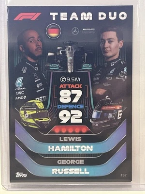 2022 Topps F1 Turbo Attax Team Duo Lewis Hamilton George Russell #157 - Image 1 of 2