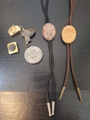 Cordón de tela bolo de piedra natural pulida de colección tono dorado/plateado 17 1/2" Foto 1 de 4