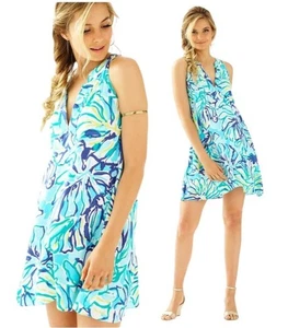 Vestido Lilly Pulitzer Mujer Medio Azul Achelle Piscina Azul Mantente Fresco Columpio Mini - Imagen 1 de 11