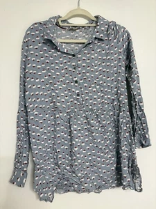 Blusa Boden Mujer Floral Medio Botón Peplum Túnica Top Campesino Azul Primavera - Imagen 1 de 3