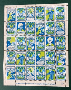 1974 PASQUA Sigilli Foglio Francobolli Completo Terapia Stati Uniti 30 Proof Foglio Completo - Foto 1 di 2