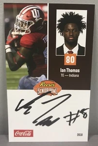 Tarjeta de radiocontrol firmada por Ian Thomas 2018 Senior Bowl automática Indiana Carolina Panthers - Imagen 1 de 2