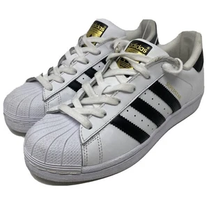 ADIDAS Youth Size 4.5 SuperStar Shell Toe White Black Stripes Sneaker C77154 - Picture 1 of 11