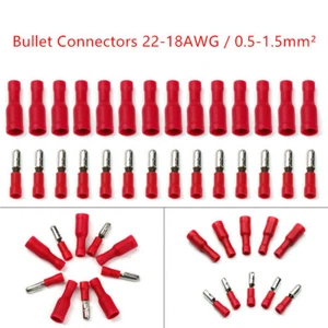 100/50PCS 22-18 GAUGE INSULATED WIRE BULLET CONNECTORS MALE & FEMALE TERMINALS - Picture 1 of 14