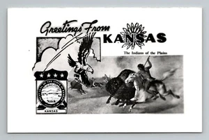 Postal collage RPPC Saludos desde Kansas en blanco y negro sin publicar - Imagen 1 de 2