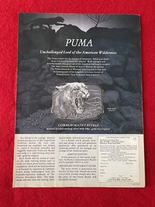 Vintage 1983 Puma Mountain Lion Belt Buckle Print Ad Providence Mint - Picture 1 of 7