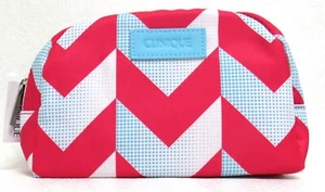 Bolsa de Maquillaje Clinique Cosméticos Rosa y Azul Chevron Nueva - Imagen 1 de 8