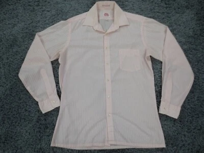 Vintage John Henry Shirt Mens 15.5 Pink Sparkle Striped Sheer Blend Fitted - Image 1 of 4