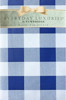 Newbridge Blue Buffalo Check Rectangle Vinyl Tablecloth with Flannel Backing, 60 - Image 1 of 4