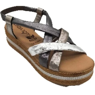 Scarpe da donna CINZIA SOFT - Art. IEL3000 L001 ARGENTO sandali con zeppa media - Immagine 1 di 4