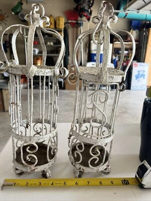 2 Vintage Petite Bird Cages. Shabby Chic Decorative Garden - Image 1 of 4