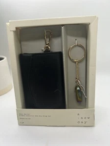 A New Day Mini Wallet & Semi Precious Gem Key Ring Set- Black- NIB - Picture 1 of 4