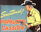 1950s Sensational Hopalong Cassidy Die Cut Cardboard Sign Six Shooter Cowboy