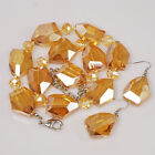 Lovely Golden Crystal Nugget Necklace FREE Earrings & Silver Clasp 16-19"
