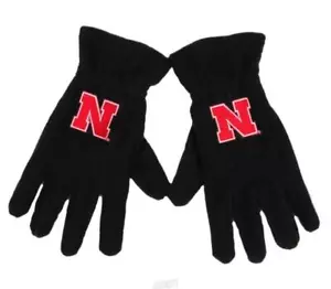 Nebraska Cornhuskers Black Fleece Gloves SMALL Winter - Picture 1 of 2
