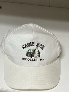 VTG 80s Era White Truckers Hat Cap Cabin Bar Nicollet Minnesota Embroidered - Picture 1 of 11