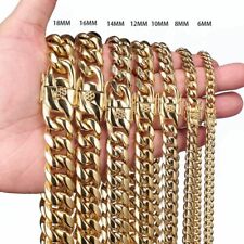 Mens Hip Hop Necklace 18K Gold plated Metal 8-18mm Heavy Miami Curb Chain 7-40''