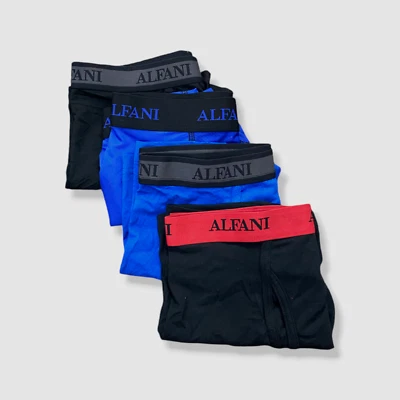 Paquete de 4 calzoncillos boxer Alfani para hombre negros azules lisos talla S Foto 1 de 2