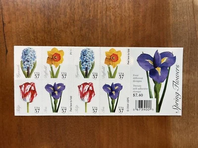 US #3903b MNH Booklet 2005 Spring Hyacinth Daffodil Tulip Iris [P1111 BC207]MINT - Image 1 of 2