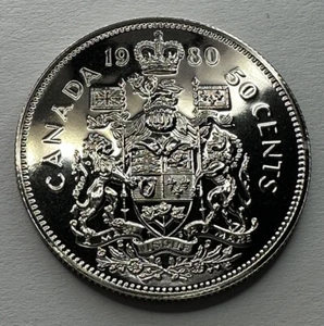 1980 Canadian 50 Cent Piece Proof-Like Coin. Uncirculated Beautiful & Shiny!! - Picture 1 of 4