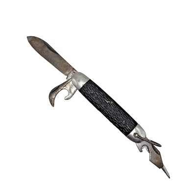 Винтажный лагерный складной карманный нож Sabre No619 /многофункциональный инструмент Япония с кольцом для ключей 3,5 дюйма - Изображение 1 из 4