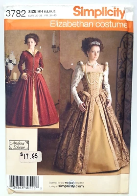 Simplicity 3782 Elizabethan Renaissance Dress Sz HH 6,8,10,12 UNCUT Pattern - Image 1 of 2