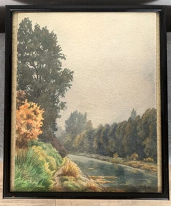 Erich Pietzner-Liegnitz Aquarell 1955 älter Oktobertag am Bellenkrappen Mannheim - Picture 1 of 7