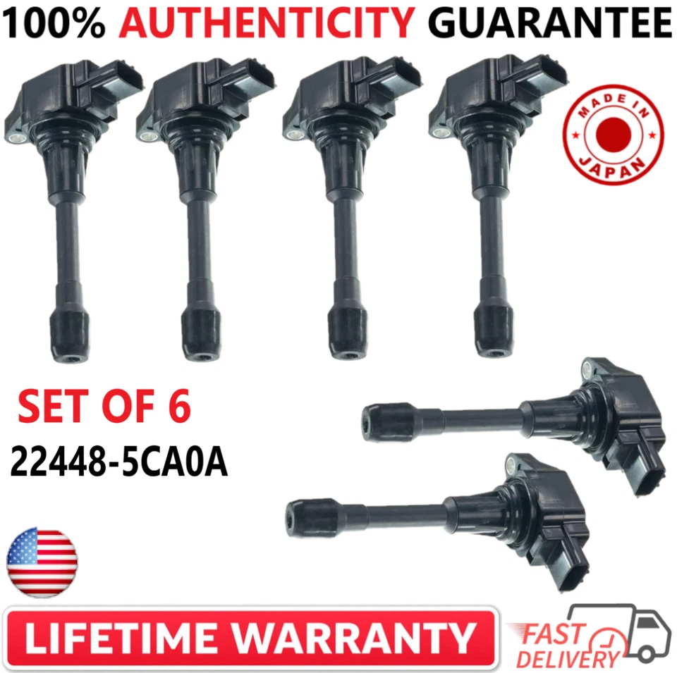 Bobinas de encendido x6 OEM NISSAN para Infiniti Q50 2016-2021, Q60 3,0 L V6 22448-5CA0A Foto 1 de 3
