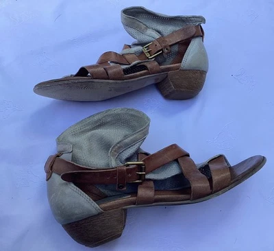 Miz Mooz Cassidy Bootie 41 Leather Gladiator Sandals Boho Chic Coastal Gray - Image 1 of 4