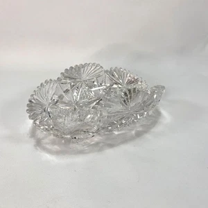 Geschliffenes Bleikristallglas Bonbon Nüsse Snacks Schale amerikanisch brillant gebogener Rand - Bild 1 von 10