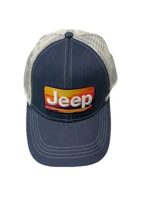 Sombrero de camionero vintage Jeep Jedco espalda a presión azul blanco parche con logotipo OSFM Foto 1 de 4