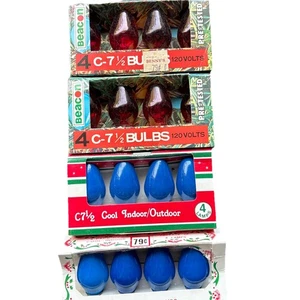 C 7 1/2 Bulbs 2 Colors Vintage Christmas Lamps Indoor Outdoor 120 Volt 16 Bulbs - Picture 1 of 6