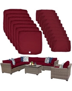 ClawsCover 17Pack Outdoor Seat And Back Cushions Replacement Burgundy Not Sealed - Picture 1 of 15
