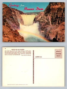 Hoover Dam, NV-Nevada, Rainbow Water Spillway View PC 1954 Vintage Postcard - Picture 1 of 1