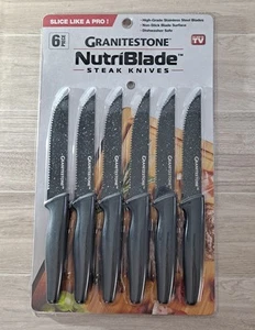 Granitestone NutriBlade Steak Knives 6 Piece Set Stainless Steel Rust Proof  - Picture 1 of 2