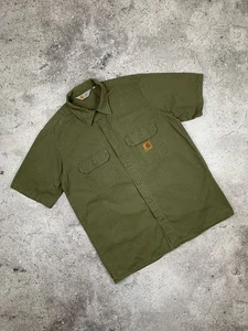 Carhartt Rugged Short Sleeve Shirt Men’s M Olive Green Double Pocket Workwear - Picture 1 of 10