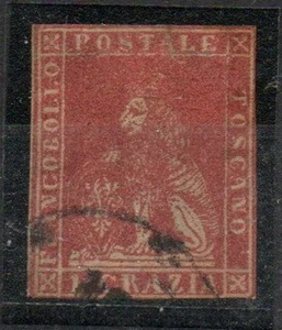 1857 TOSCANA 1 CRAZIA II EMISSIONE N.12 VALORE USATO RR CAT € 1500 - Imagen 1 de 1