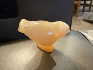 Carved Selenite Bird Butterscotch on Selenite Base 2 3/4” - Picture 1 of 5