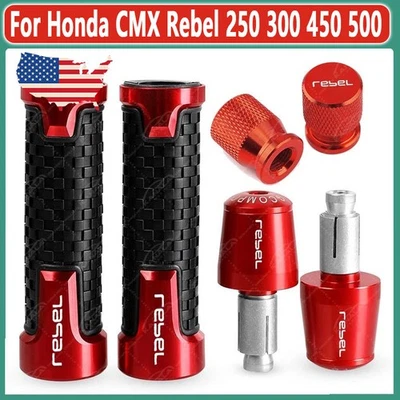For Honda CMX Rebel 250 300 450 500 Handle Grips Handle Bar End Cap Tire Valve - Изображение 1 из 2