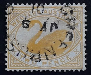 1901 Western Australia 2d yellow Swan stamp Used GREENBUSHES W.A. Postmark - Picture 1 of 3